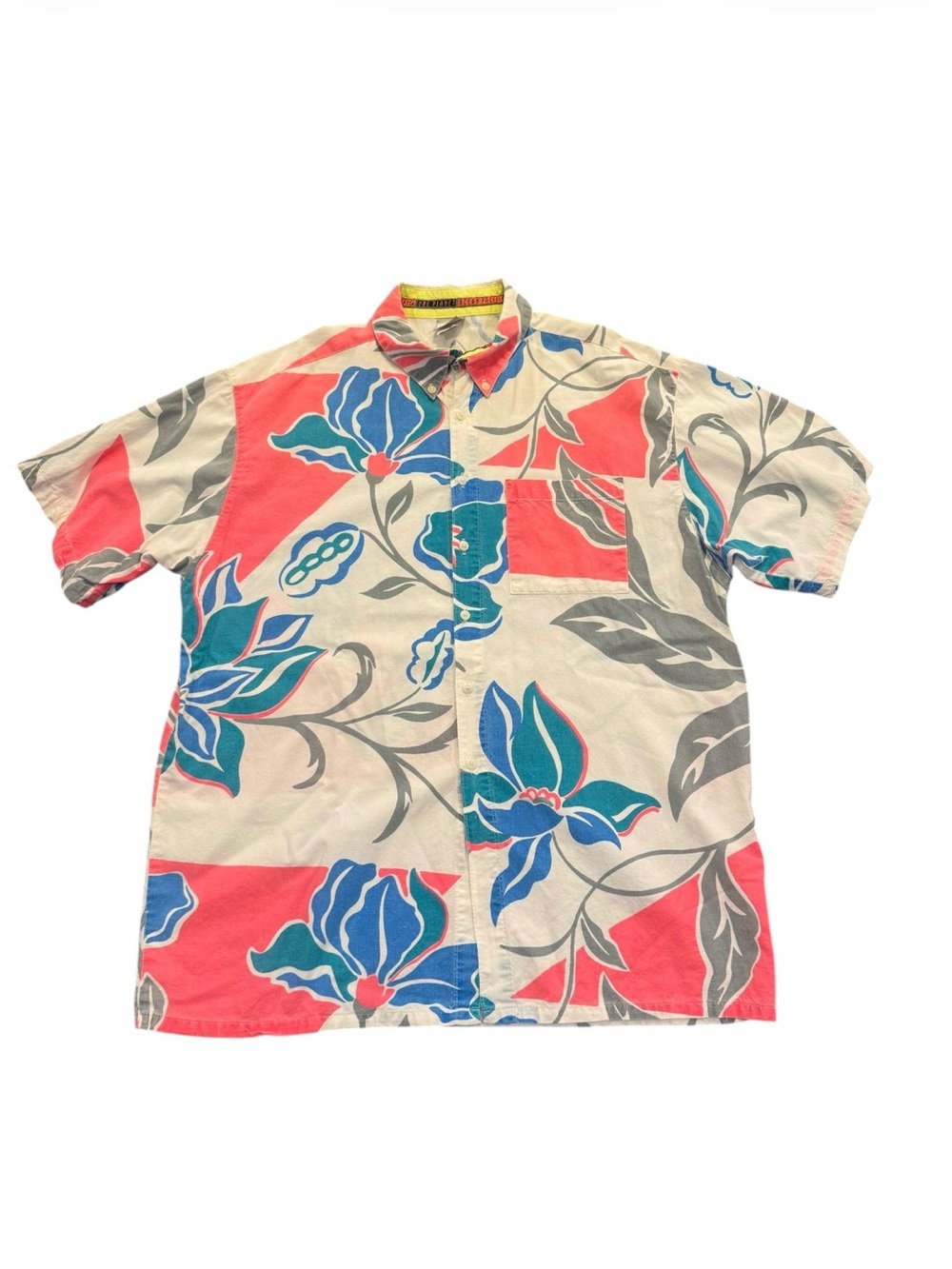 Vintage OP Ocean Pacific Hawaiian Floral Button Front Shirt Men’s Large Surf